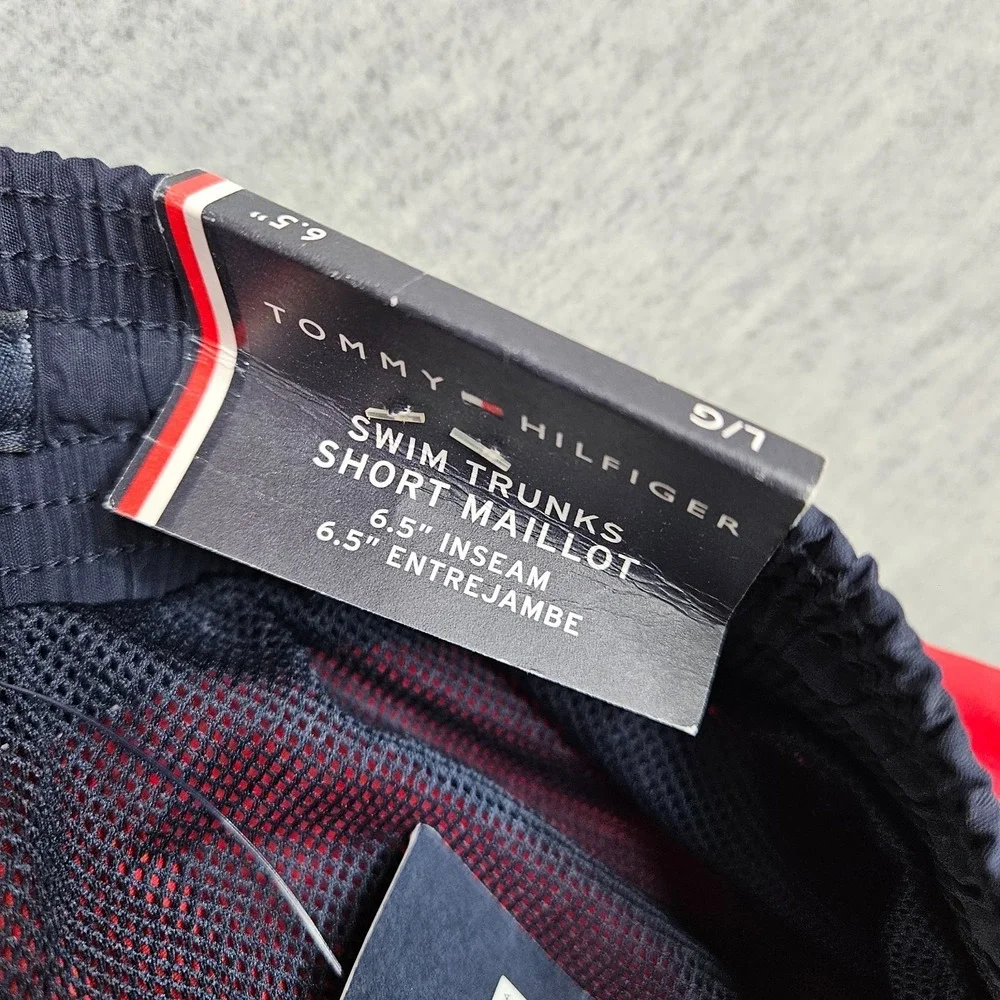 Tommy Hilfiger Men USA Flag Swim Trunks Red White Blue 6.5